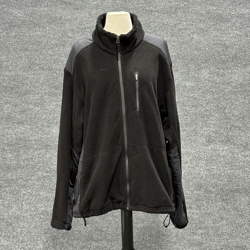 Vintage Orvis Jacket Mens XXL Black Fleece Full Zip Nylon Panel USA Retro Hybrid